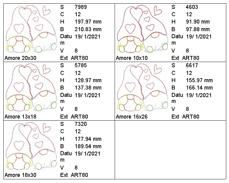 Bild 1 von Amore Liebe Doodle versch.Größen Valentin  / (Musterauswahl) Amore komplettes Set
