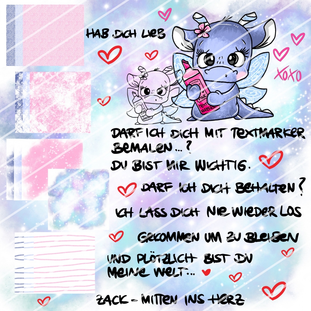 Bild 1 von EP *Hab dich lieb Textmarker* Digistamp Set inkl. Papier und SVG Dateien