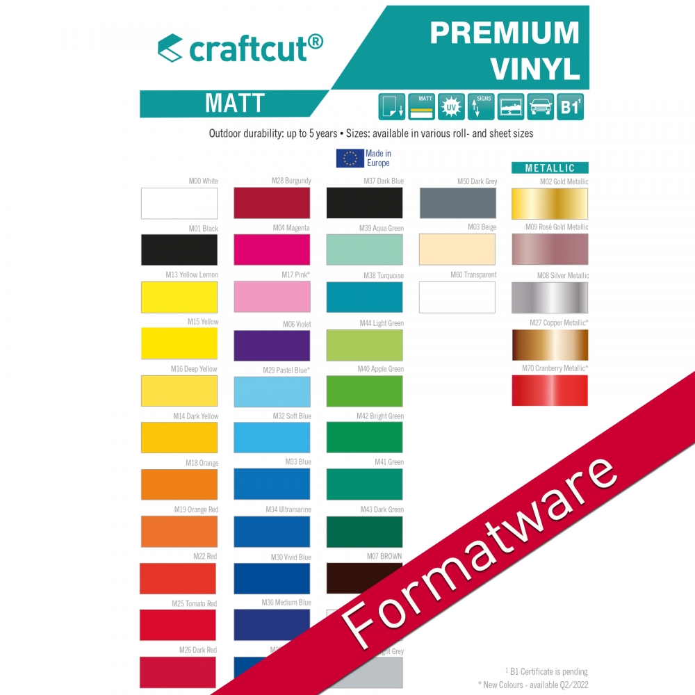 Bild 1 von craftcut Premium Vinyl matt Formatware 30,5 x 21 cm für Cricut, Silhouette, Brother ...