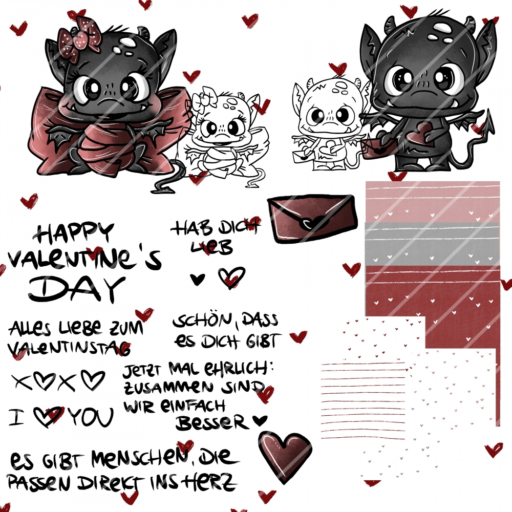 Bild 1 von EP *Gretl und Gustl Valentine´s Day* Digistamp Set inkl. Papier und SVG Dateien