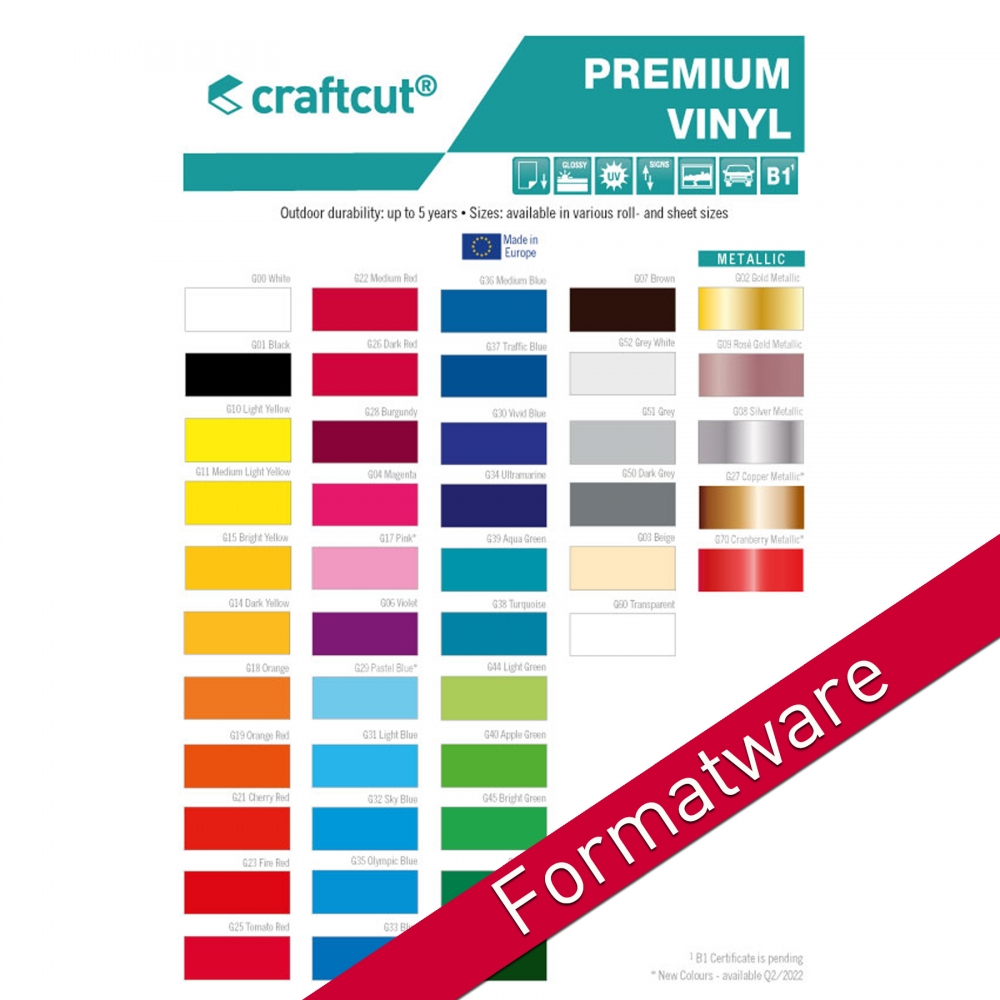 Bild 1 von craftcut Premium Vinyl glänzend Formatware 30,5 x 21 cm für Cricut, Silhouette, Brother ...