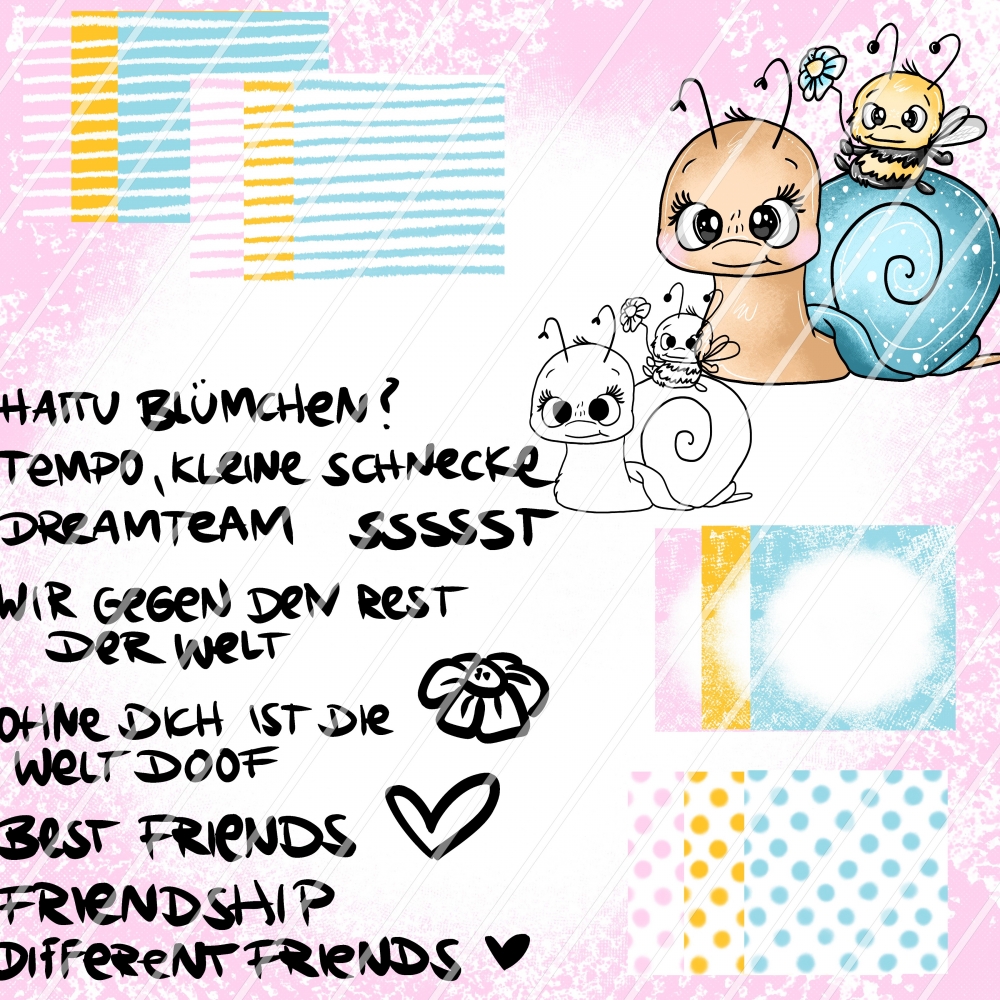 Bild 1 von EP *Schnecki mit Biene* Digistamp Set inkl. Papier und SVG Dateien