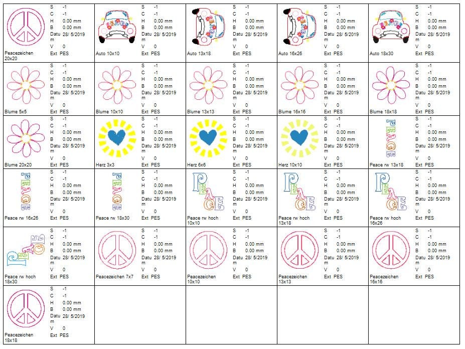 Bild 1 von 1960 ein bisschen Flowerpower Doodle 10x10, 13x18, 16x26, 18x30, 20x30 Doodle