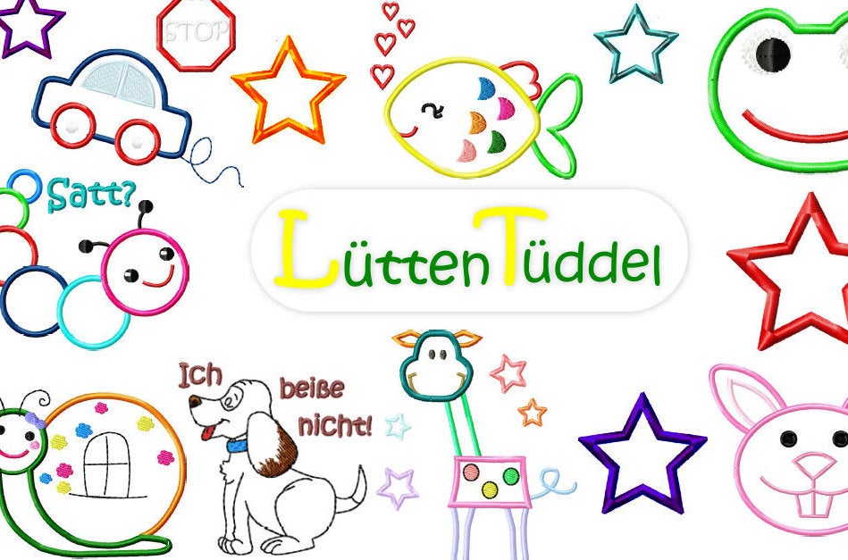 Bild 1 von 10x10 Hund Raupe Schnecke Stern Auto Giraffe Fisch Frosch Hase  Applikation