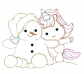 Bild 2 von Frosty und Felicita  versch. Größen Doodle Applikation Schneemann Einhorn