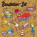 Baustellen-Set Bagger, Kipplaster, Betonmischer mit Deko Plottdatei SVG DXF PNG